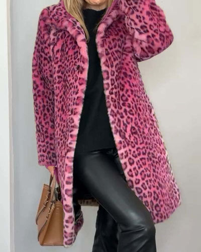 Long Soft Coat with Leopard Print