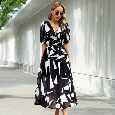 Kayla™ | Timeless Midi Dress with Puff Sleeves