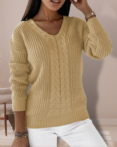 Ariana - Elegant Knit Sweater with V-Neck